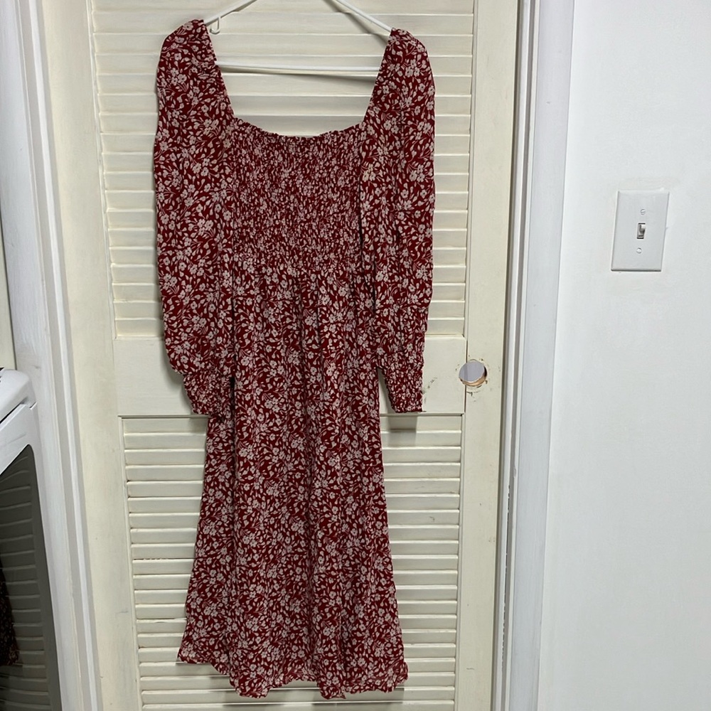 Red floral dress